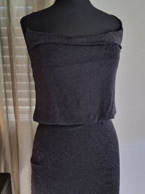 Almost Famous Black & Metallic Thread Mini Dress #0300